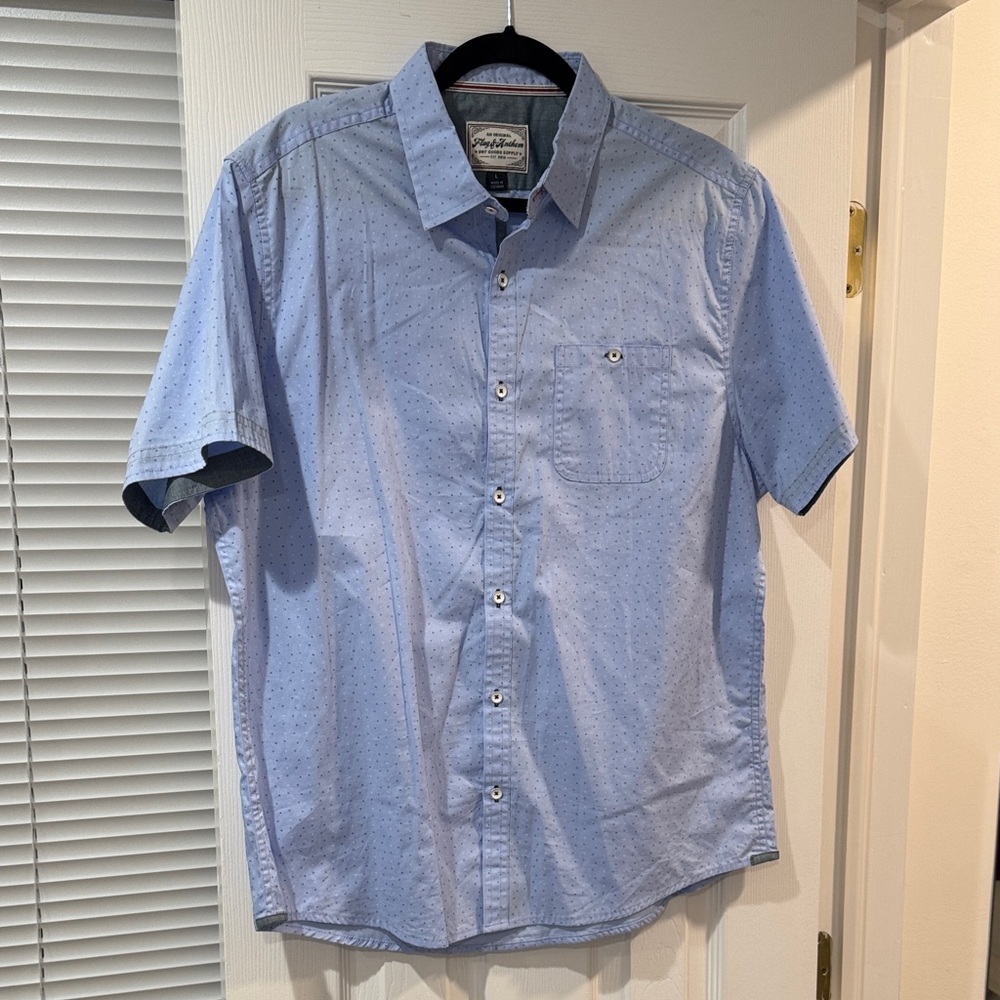 Flag & Anthem NEW UNWORN Mens Short Sleeve Button Up Shirt Blue Size L
